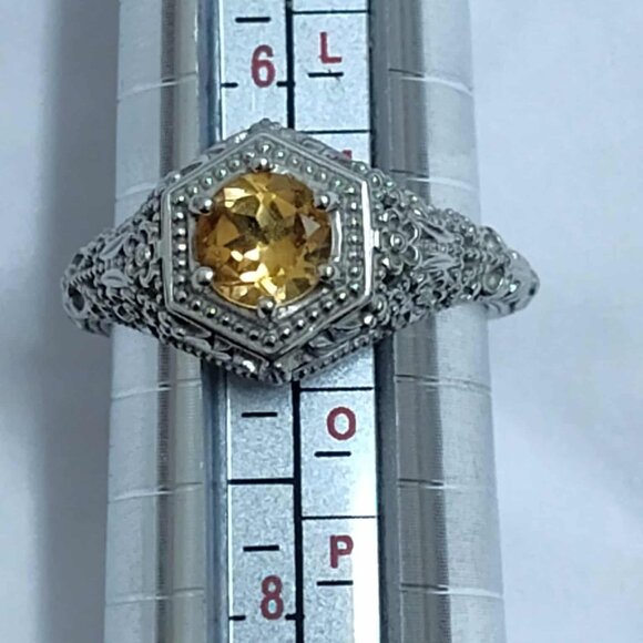 .68CT Round Brazilian Citrine, Rhodium over 925 Sterling silver Solitaire ring s - Picture 10 of 10